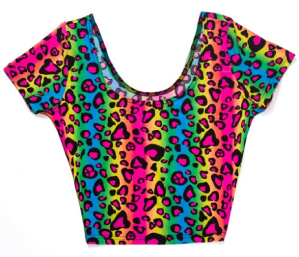 3369 Neon Rainbow Animal Leopard Print Tank Top Sexy Spandex Shirt Rave